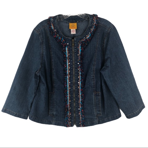 Ruby Rd. Jackets & Coats Ruby Rd Denim Jacket Confetti Zipper Front